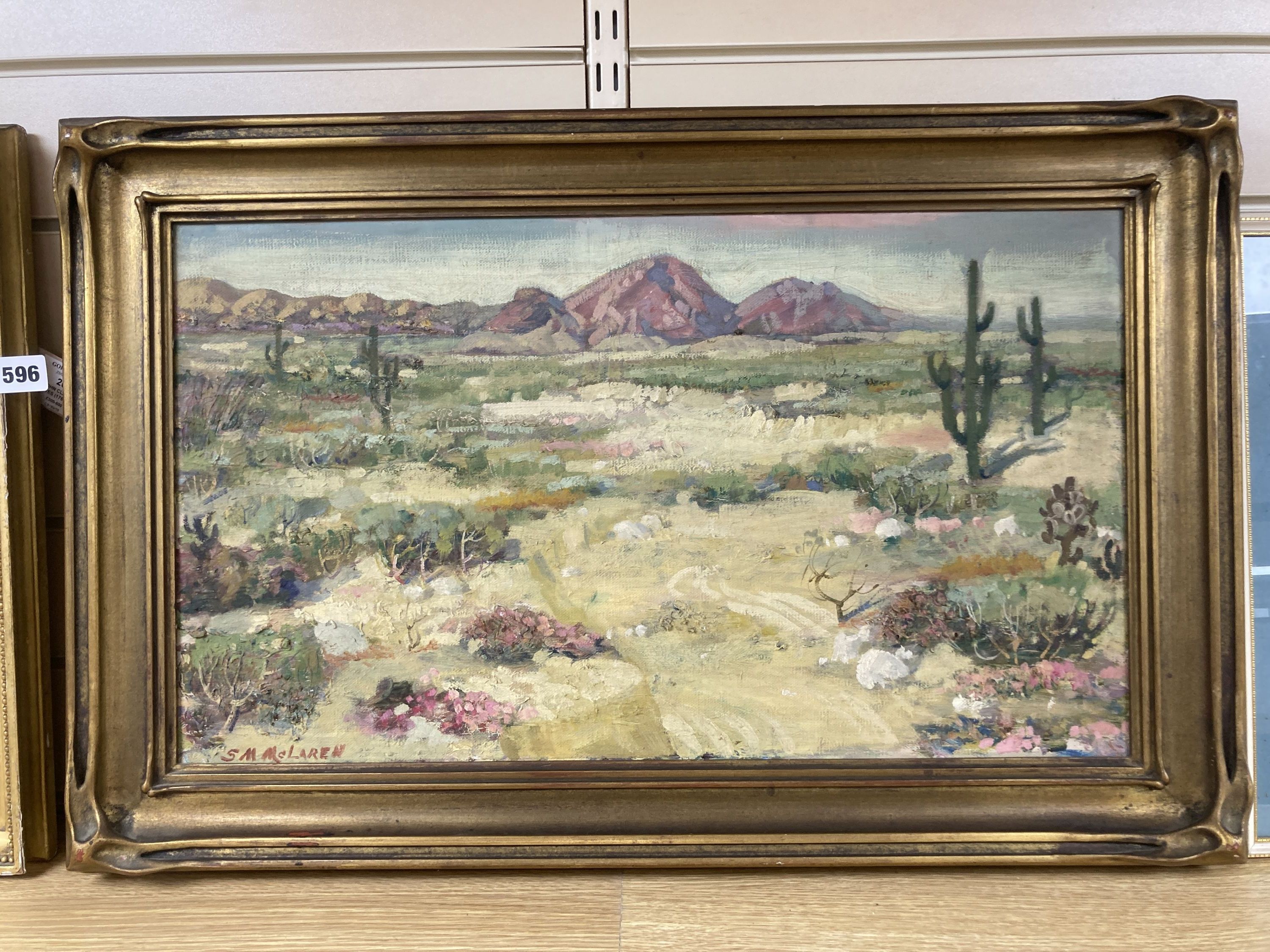 S. M. McLaren, oil on canvas, Desert landscape, signed, 35 x 60cm